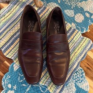 Salvatore Ferragamo Brown Leather Loafers Slip-Ons